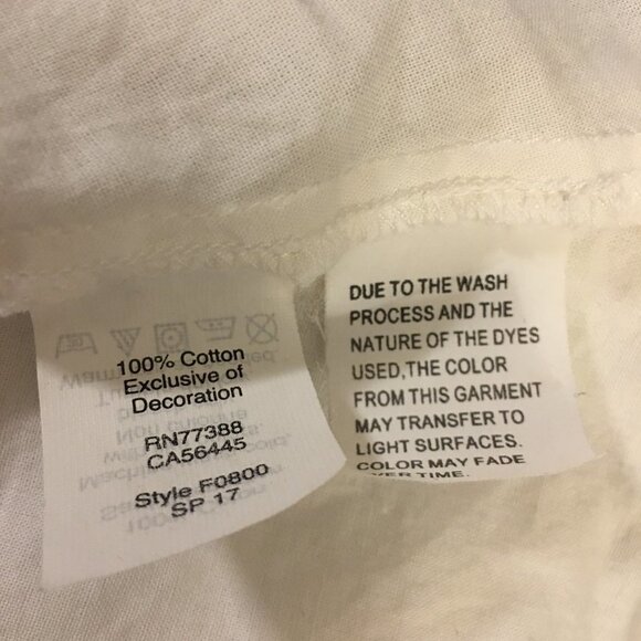 MADEWELL White Blue Cotton Off Shoulder Peasant Embroidered Blouse Top Small - Picture 9 of 10